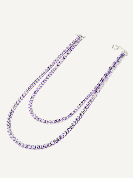 Silver Macarons Purple Hand-woven layered Necklace RN026