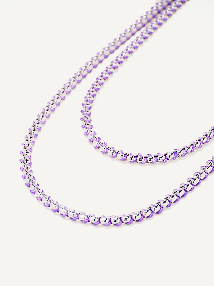 Silver Macarons Purple Hand-woven layered Necklace RN026