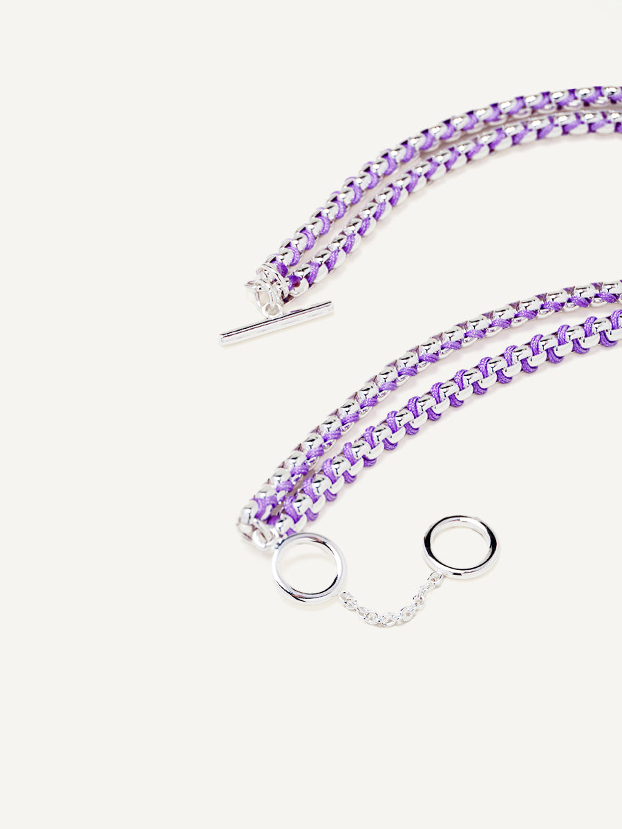 Silver Macarons Purple Hand-woven layered Necklace RN026