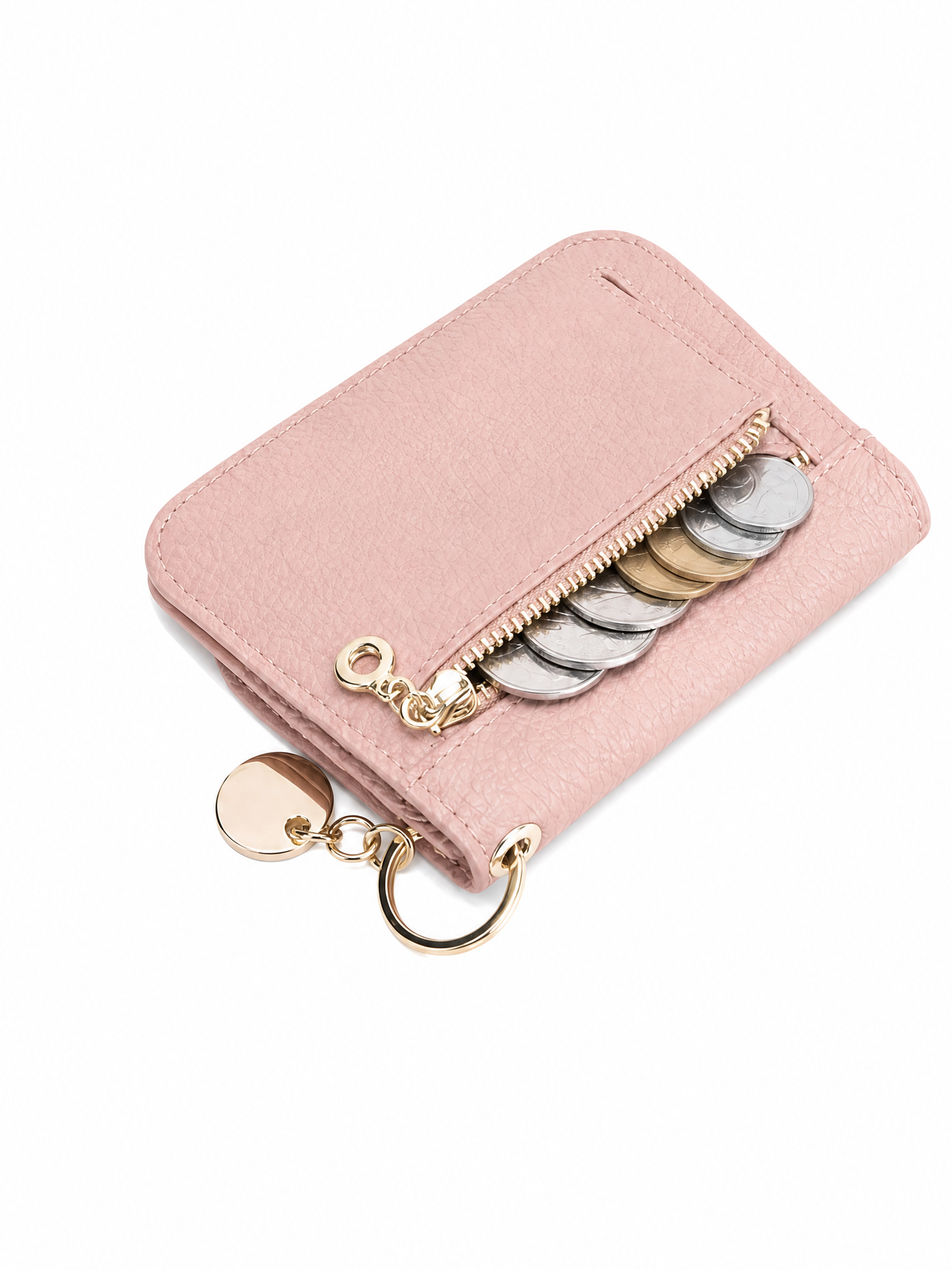 Leather Card & Coin Pouch — Rose Pink
