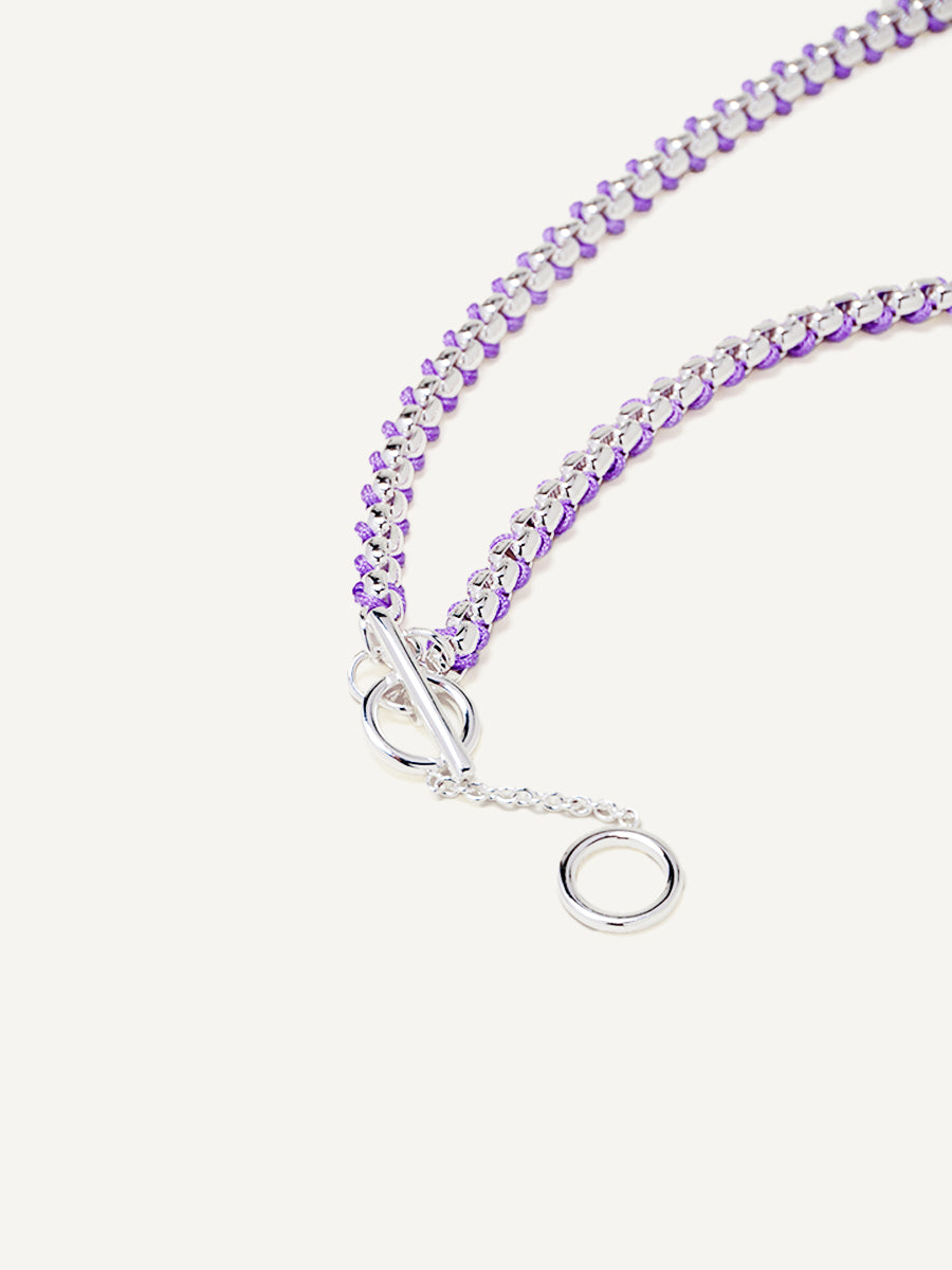 Silver Macarons Purple Hand-woven Necklace RN025