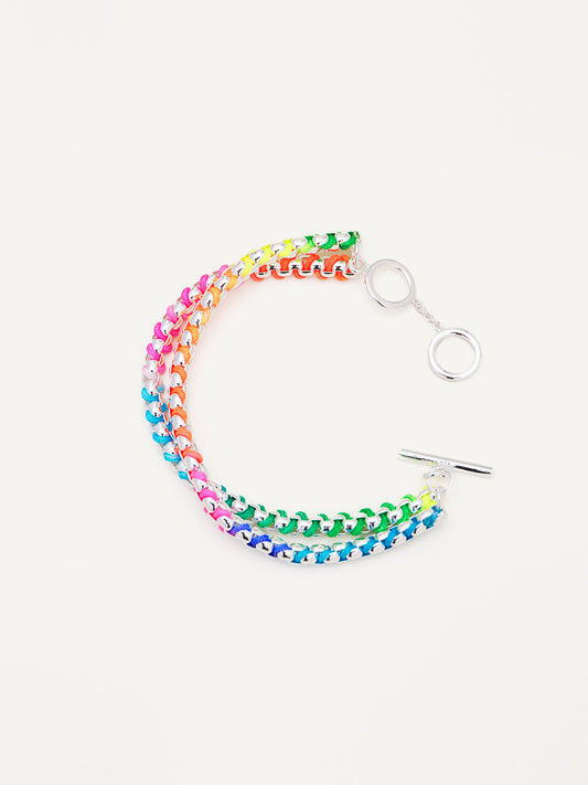 Silver Rainbow Hand-woven layered Bracelet RB022
