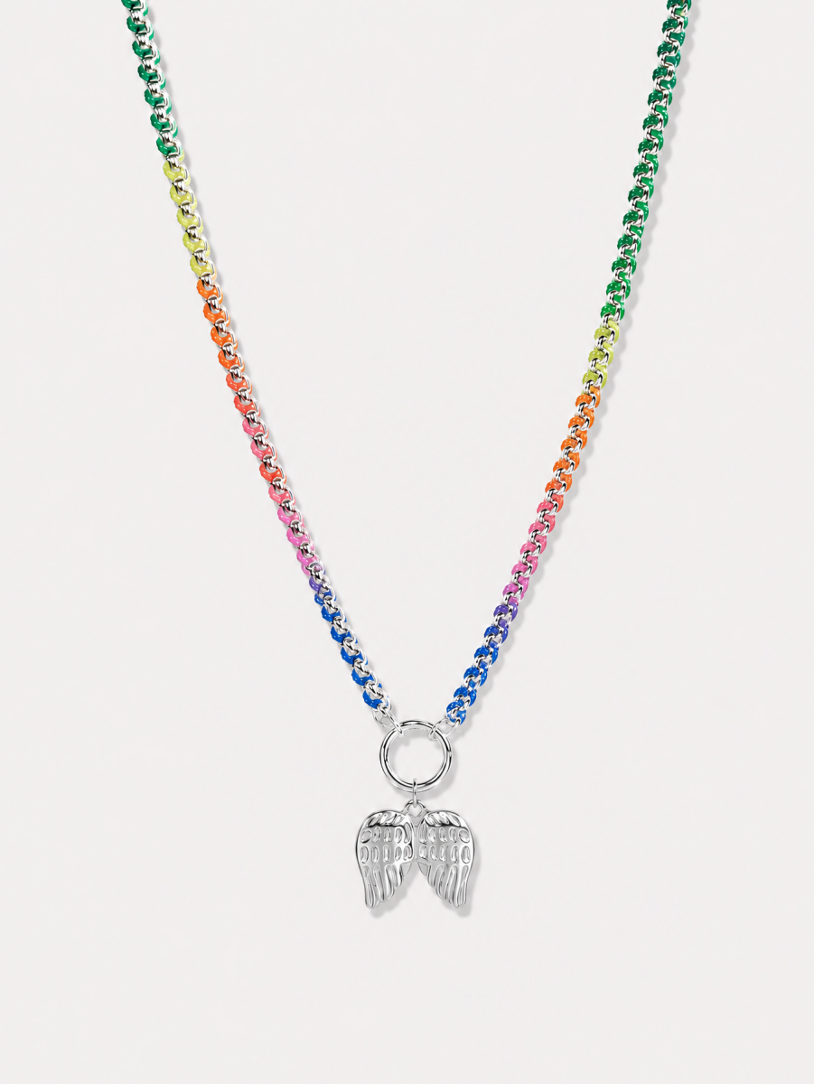 Rainbow Silver Color Clash Hand-woven Necklace