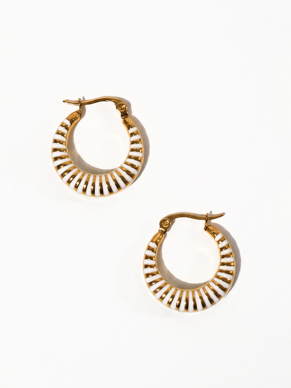 Hand-Dipped Enamel Huggie Hoops – Off White