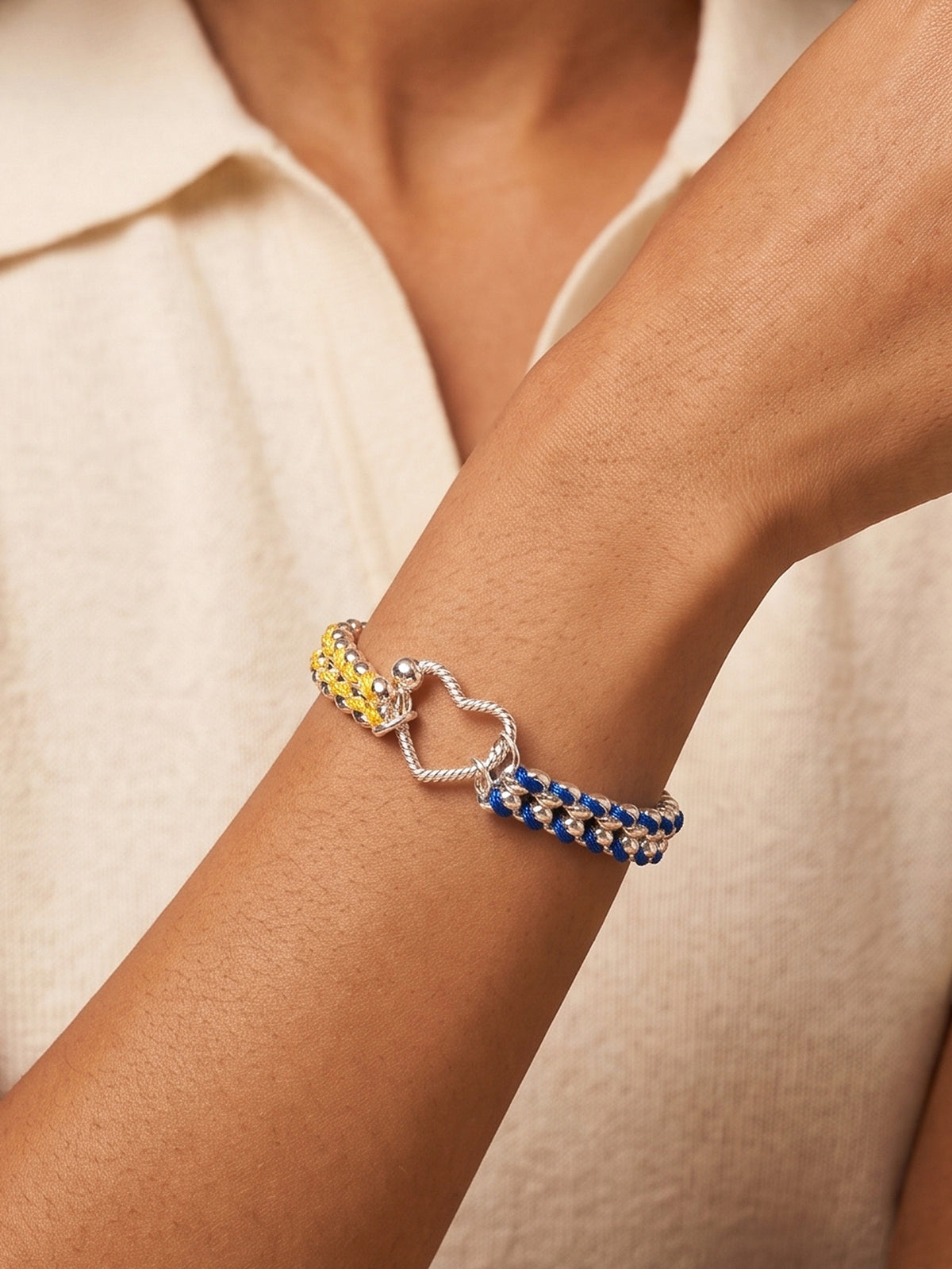 Color Clash Blue & Yellow Heart Handwoven Bracelet
