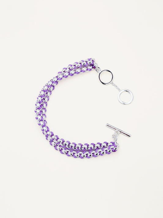 Silver Macarons Purple Hand-woven layered Bracelet RB026