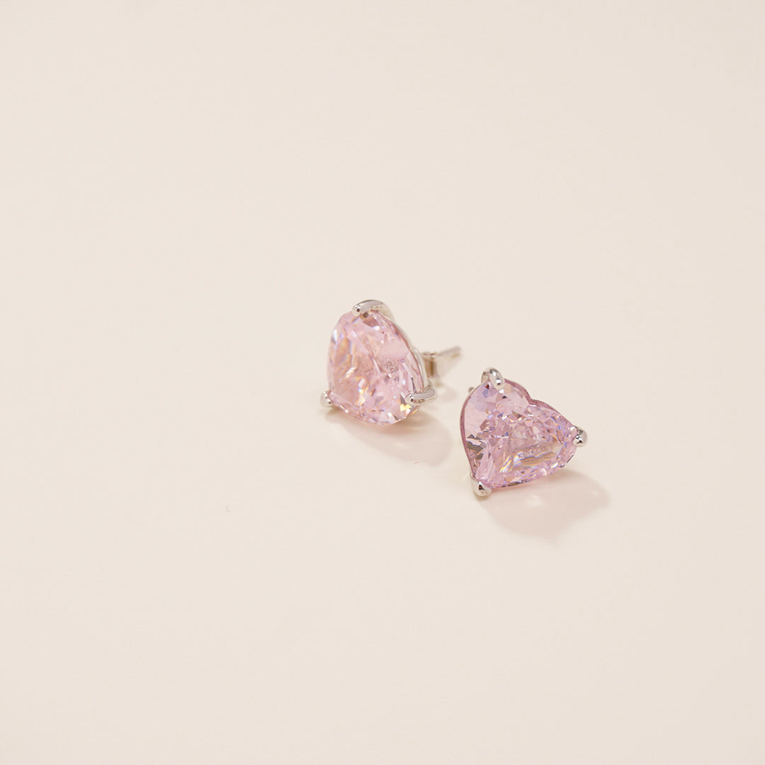 Pink Heart Stud Earrings GE002