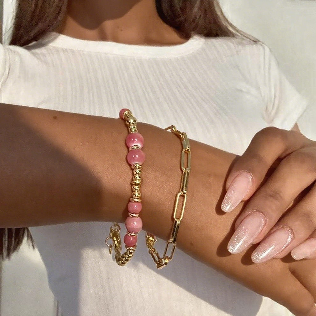 18K Gold Lychee Berry Eco-Made Ceramic Bracelet Set