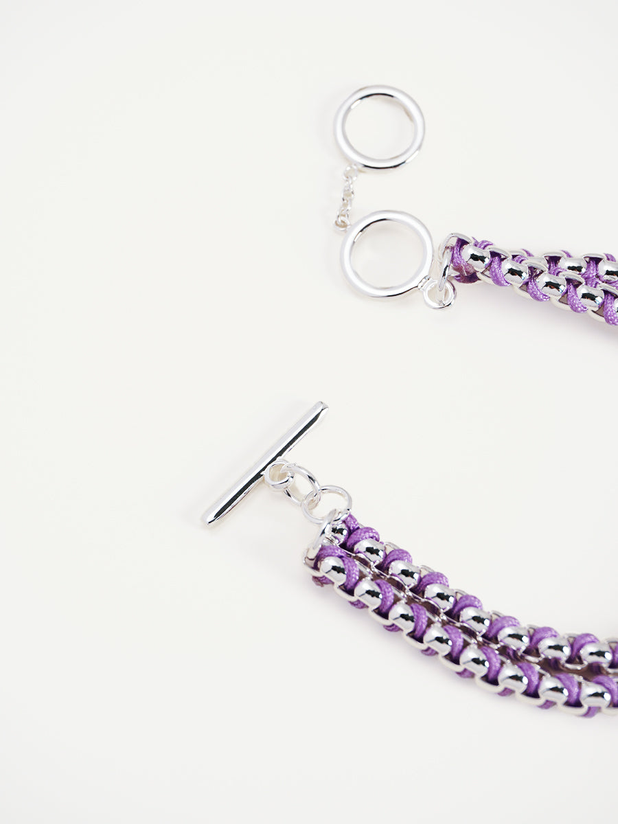 Silver Macarons Purple Hand-woven layered Bracelet RB026