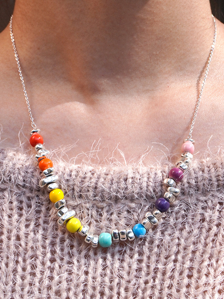Rhythm Rainbow Silver Hematite Half-Set Necklace