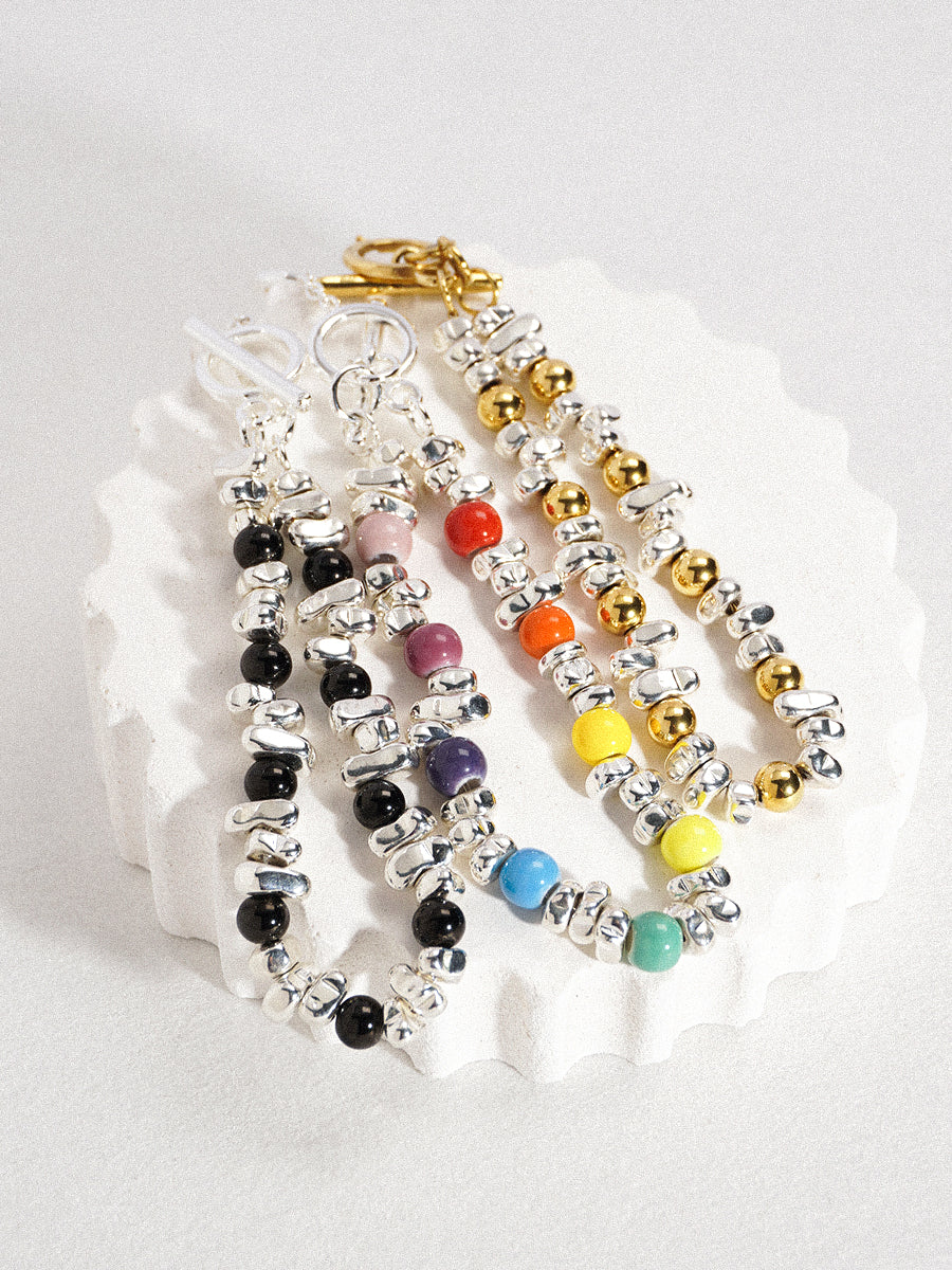 Silver Hematite 18k Gold Bracelet