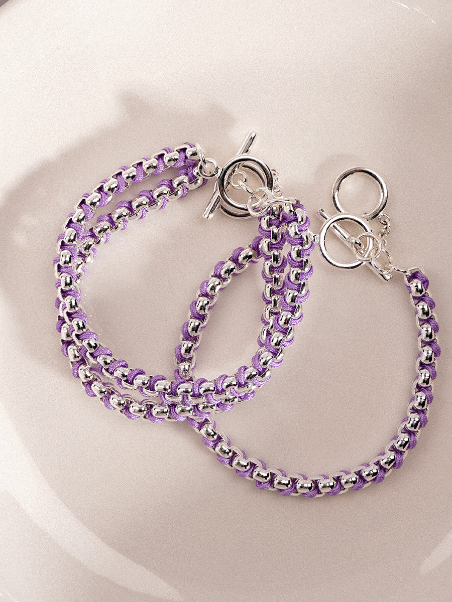 Silver Macarons Purple Hand-woven Bracelet RB025