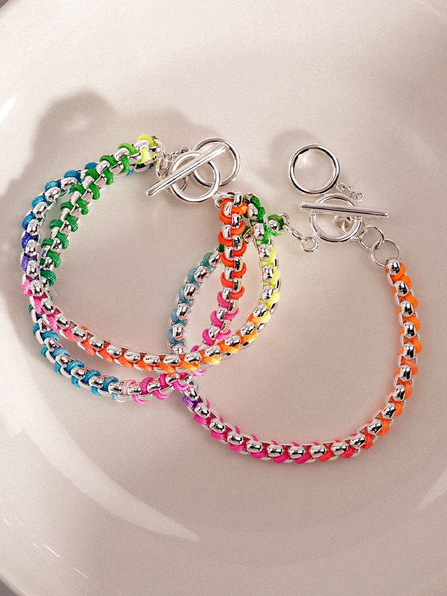 Silver Rainbow Hand-woven Bracelet RB021