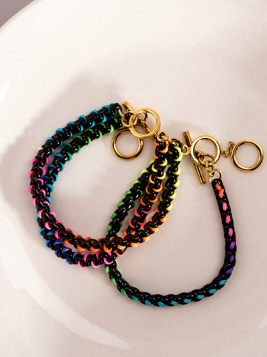 Black Rainbow Hand-woven Bracelet RB017