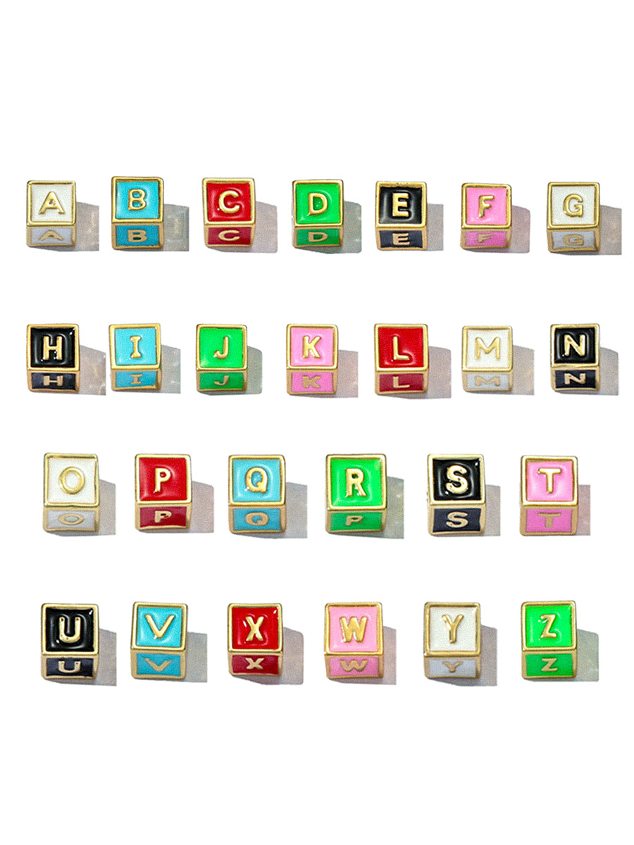 Personalized 5-Letter Rainbow Enamel 18K Gold Necklace