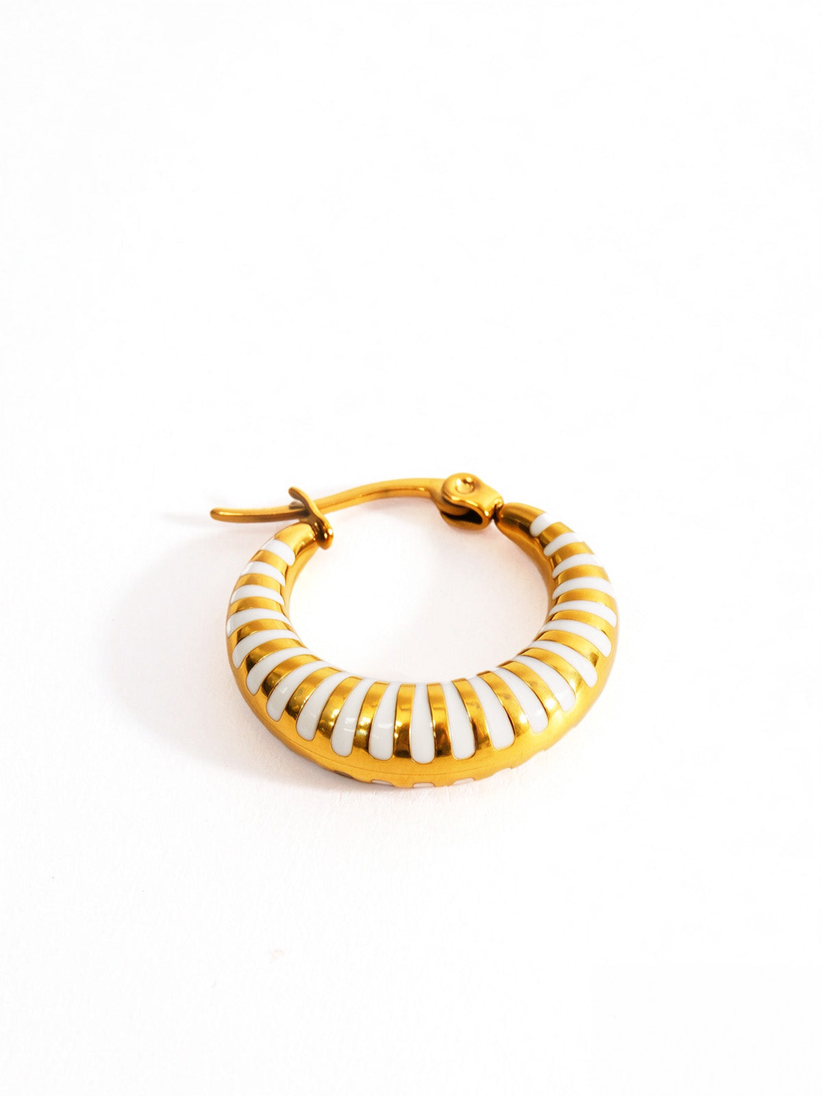 Hand-Dipped Enamel Huggie Hoops – Off White