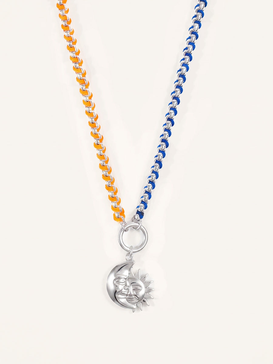 Sunkiss Silver Color Clash Hand-woven Necklace