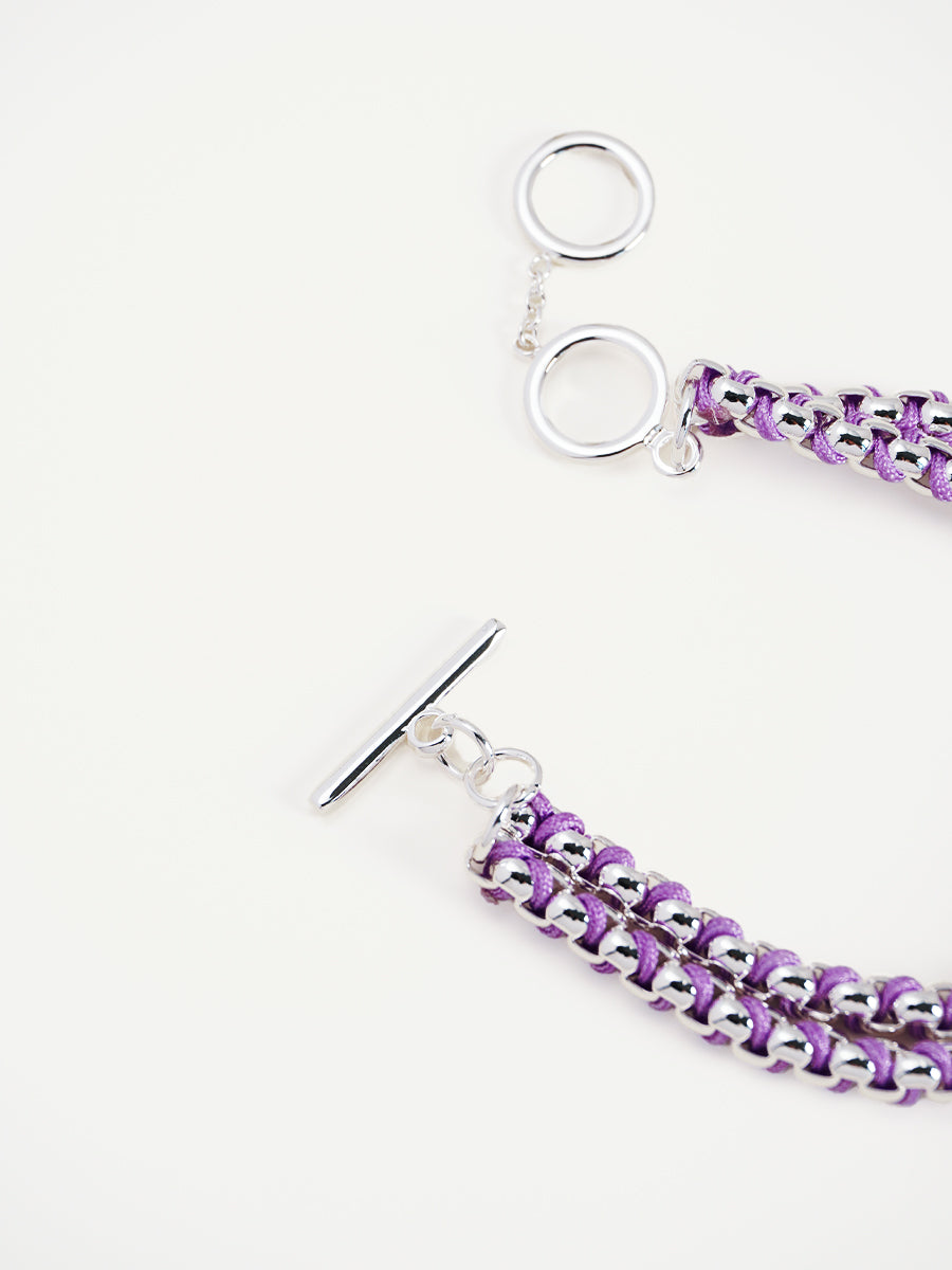 Silver Macarons Purple Hand-woven layered Bracelet RB026