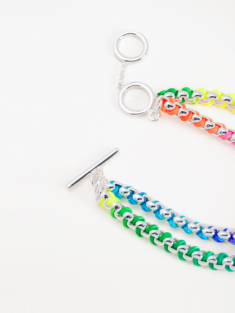 Silver Rainbow Hand-woven layered Bracelet RB022