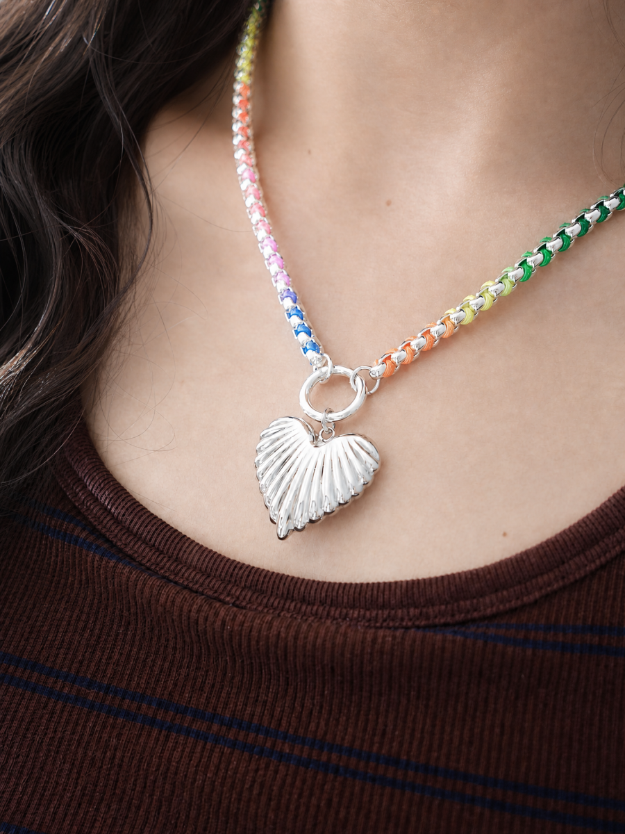 Rainbow Silver Color Clash Hand-woven Necklace