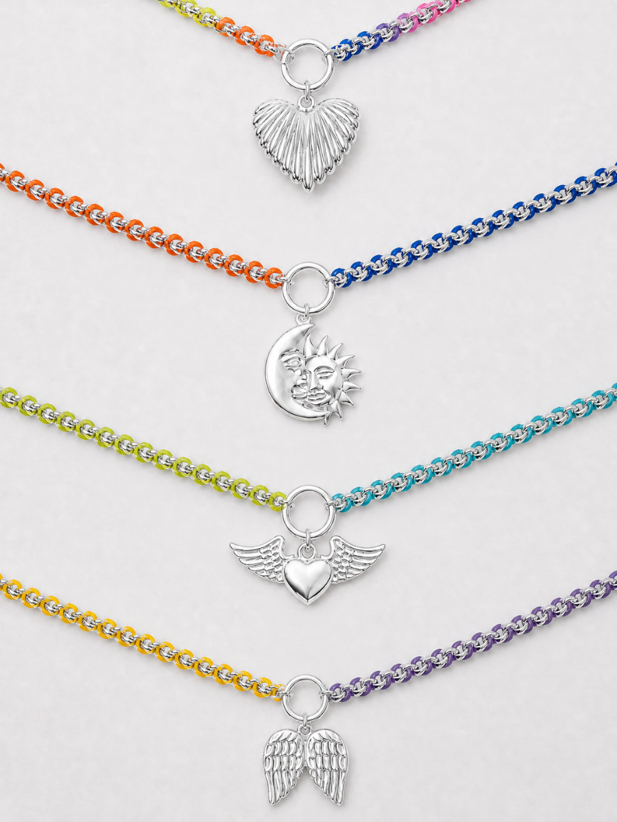 Rainbow Silver Color Clash Hand-woven Necklace