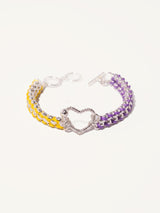 Color Clash Yellow & Purple Heart Handwoven Bracelet