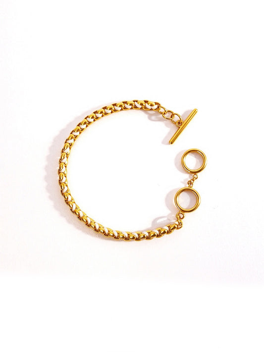 Gold & White Hand-woven Cord Statement Bracelet