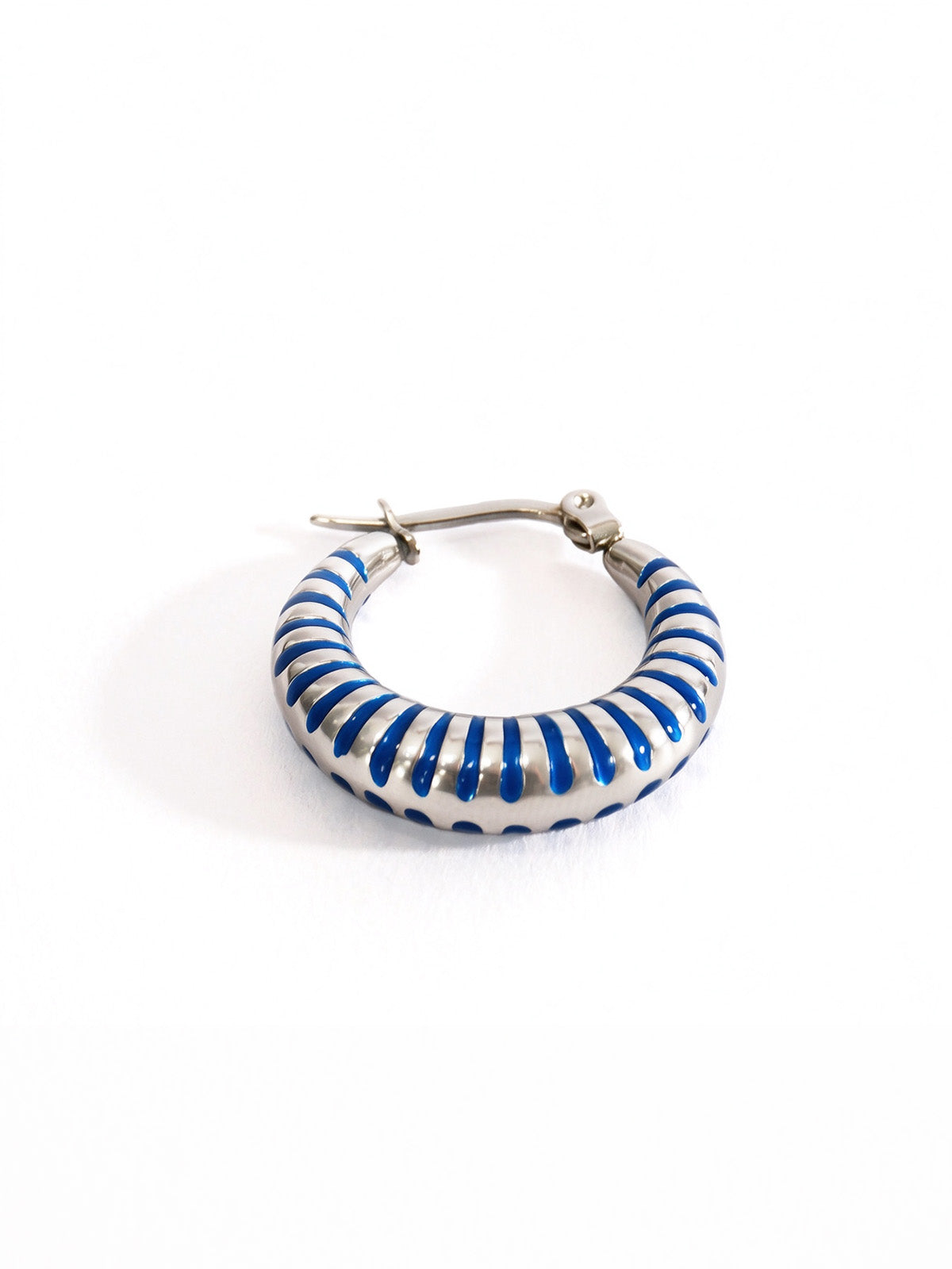 Hand-Dipped Enamel Huggie Hoops – Navy Blue