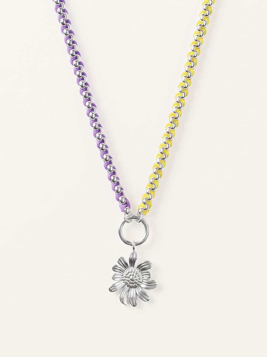 Haze Silver Color Clash Hand-woven Necklace