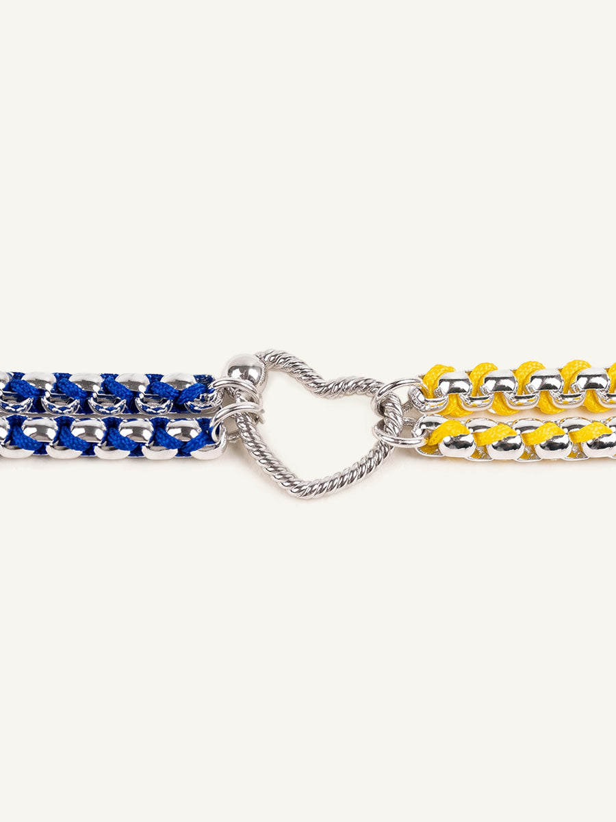 Color Clash Blue & Yellow Heart Handwoven Bracelet