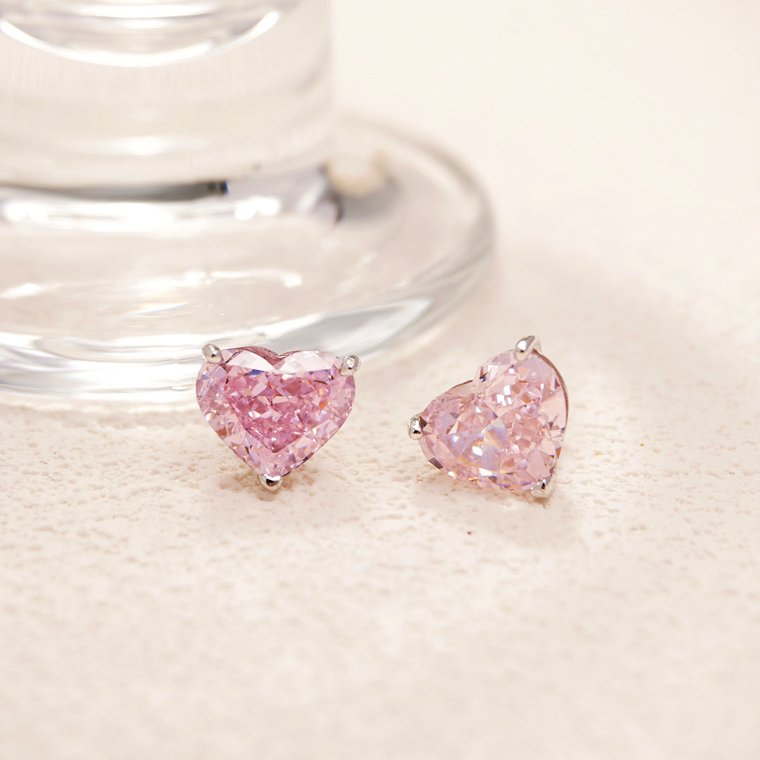 Pink Heart Stud Earrings GE002