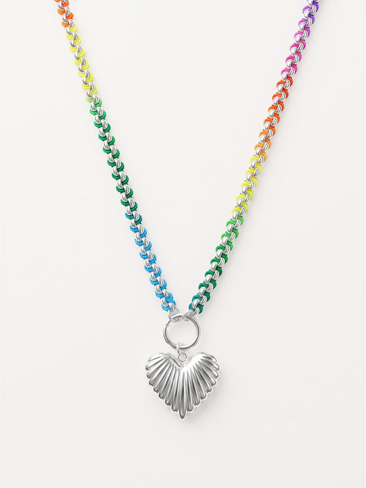 Rainbow Silver Color Clash Hand-woven Necklace