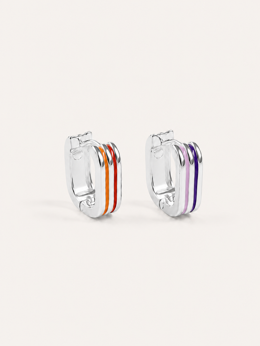 Multi‑Sided Color Block Click‑Top Hoop Earrings