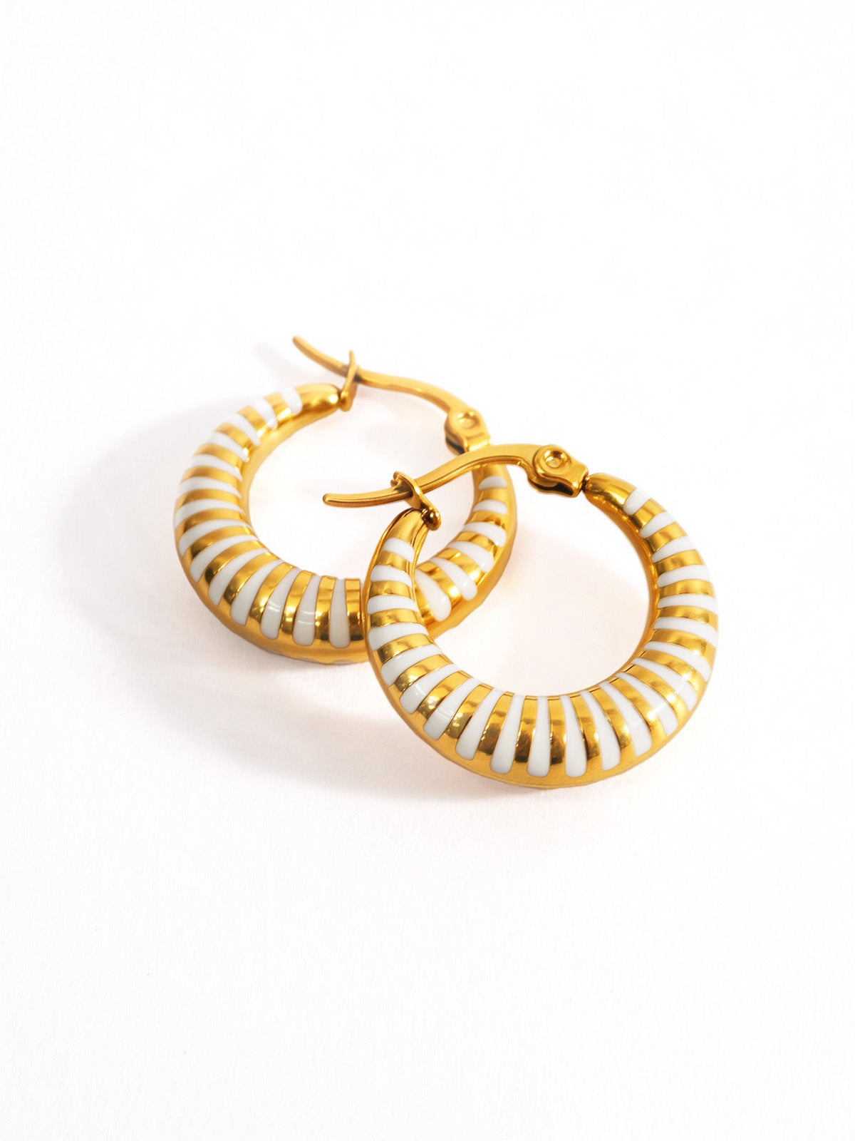 Hand-Dipped Enamel Huggie Hoops – Off White