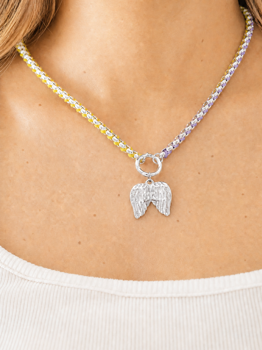 Rainbow Silver Color Clash Hand-woven Necklace