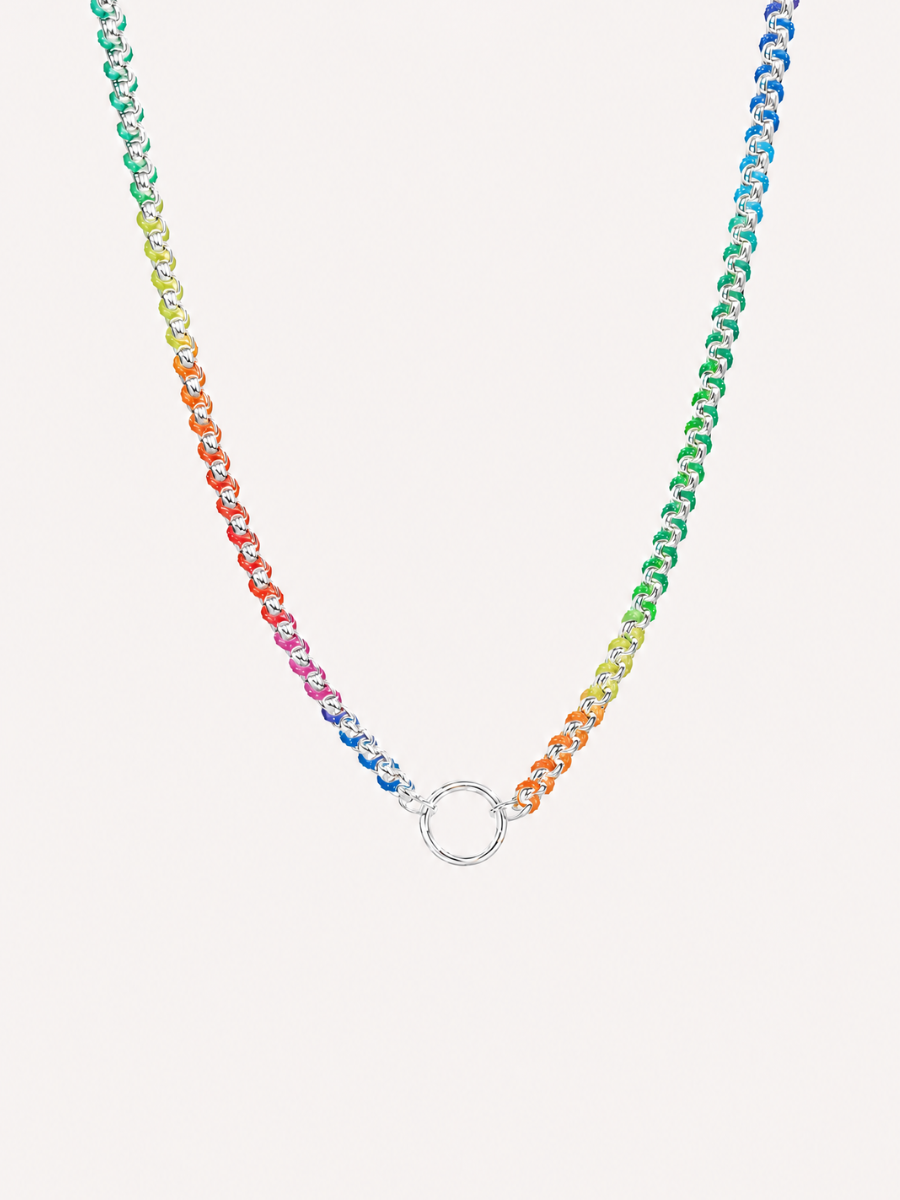 Rainbow Silver Color Clash Hand-woven Necklace