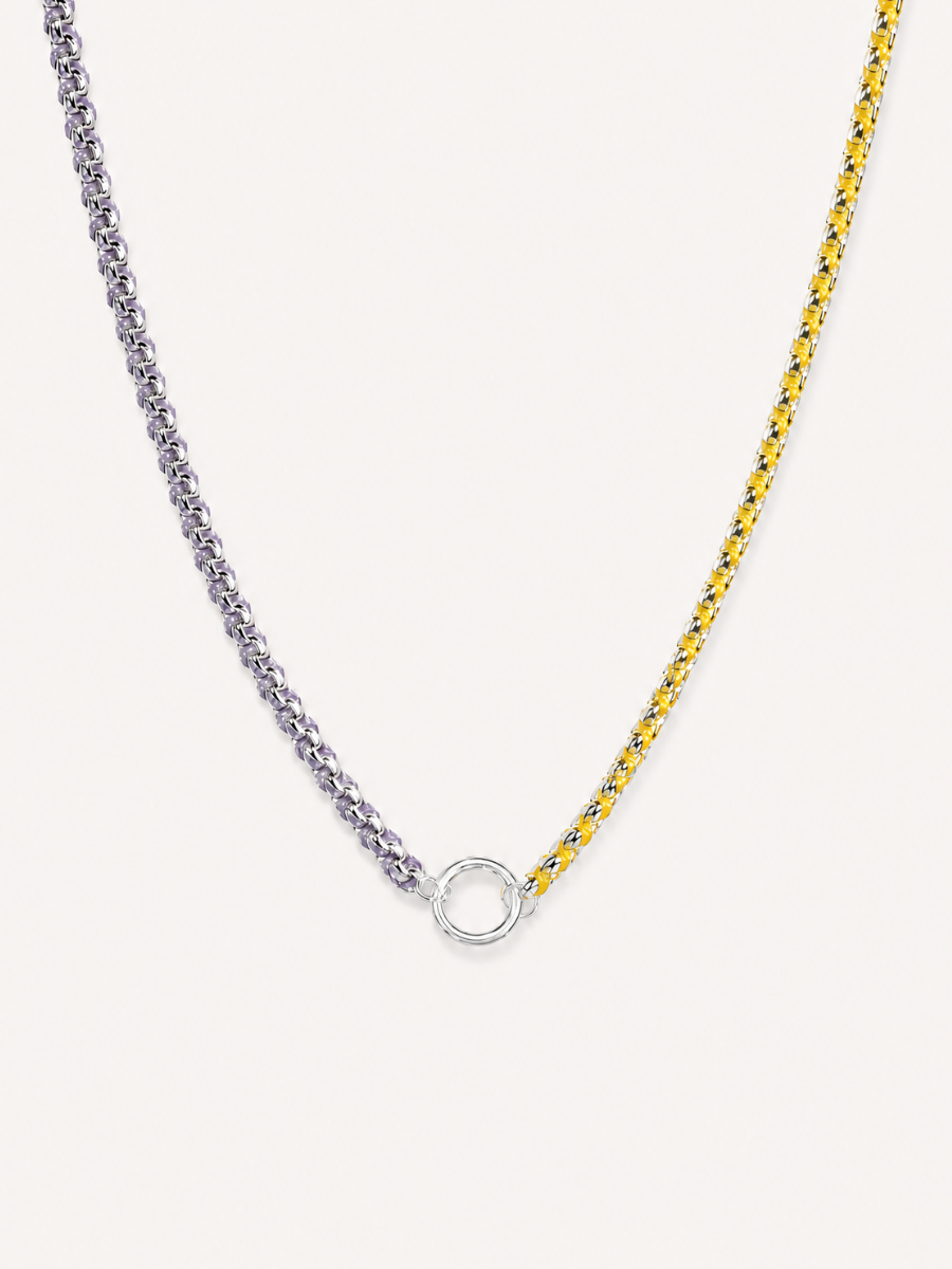 Rainbow Silver Color Clash Hand-woven Necklace