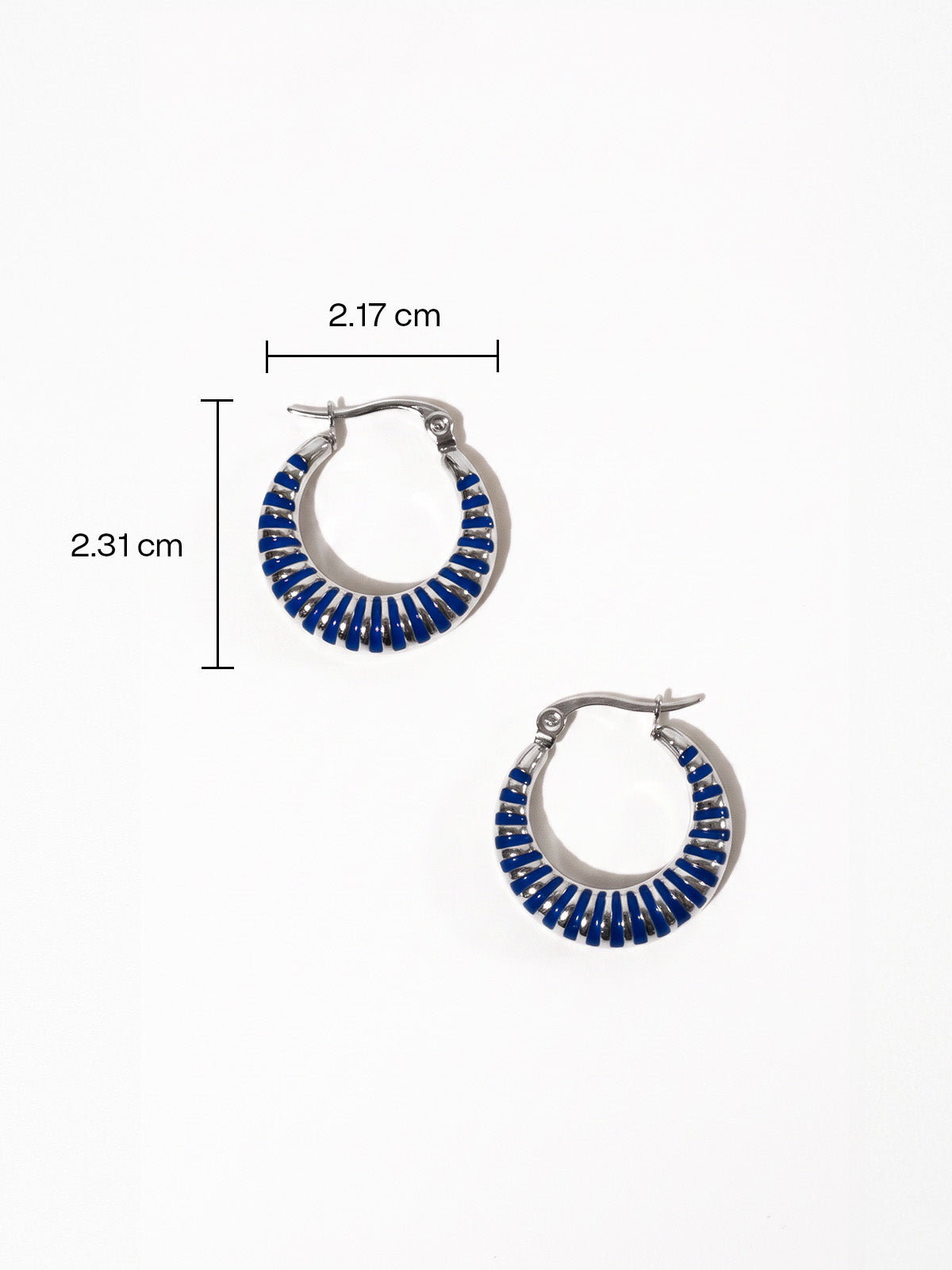 Hand-Dipped Enamel Huggie Hoops – Navy Blue