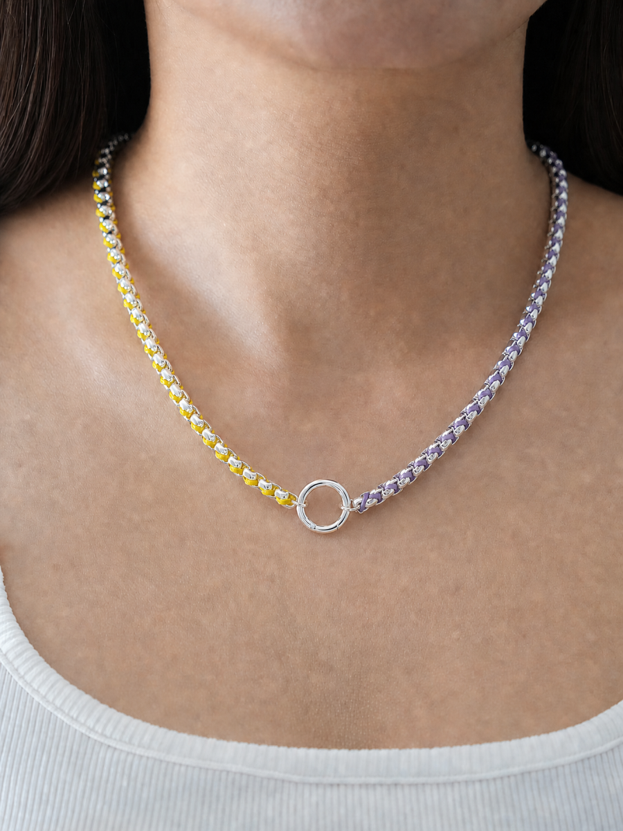 Haze Silver Color Clash Hand-woven Necklace