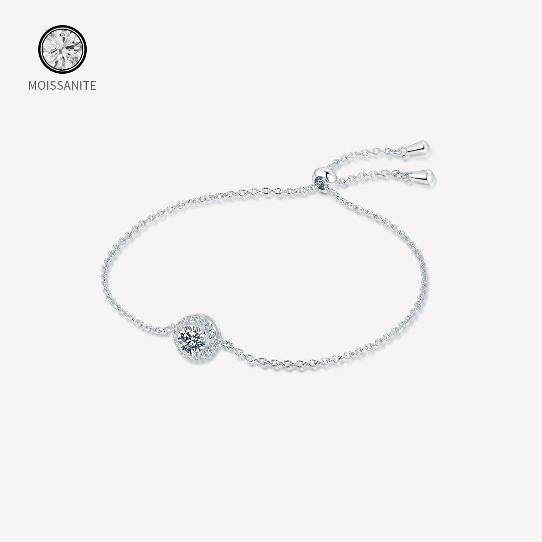 Moissanite-Halo-Sterling-Silver-Bracele