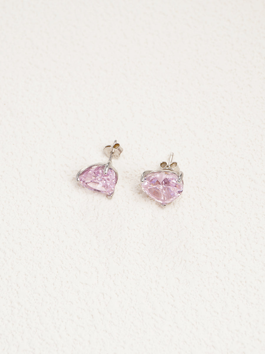 Pink Heart Stud Earrings GE002