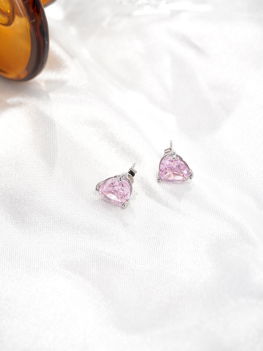 Pink Heart Stud Earrings GE002