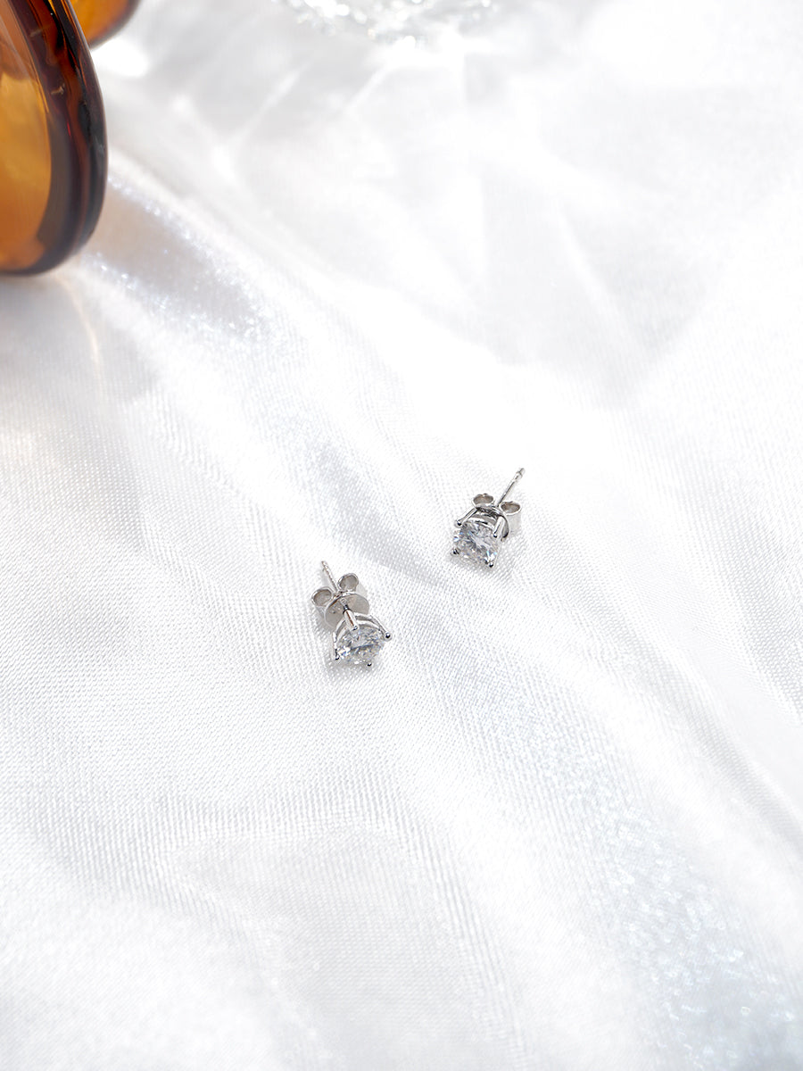 Moissanite Radiant Round Earrings GE003