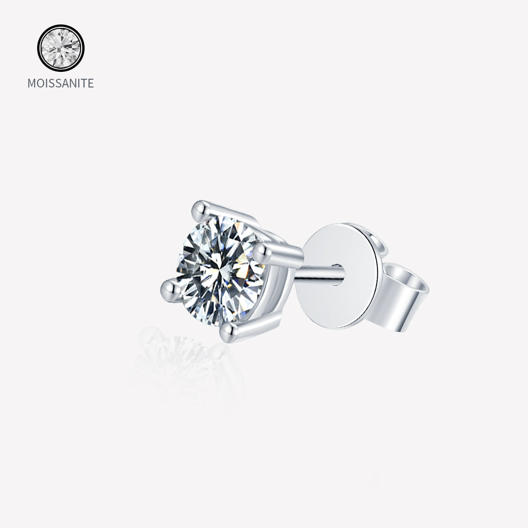 Moissanite-round-radiant-Silver-earrings