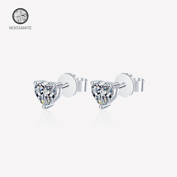 Moissanite-heart-Silver-earrings