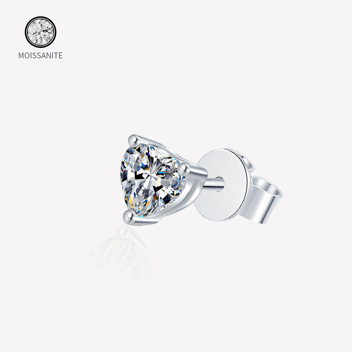 Moissanite-heart-Silver-earrings