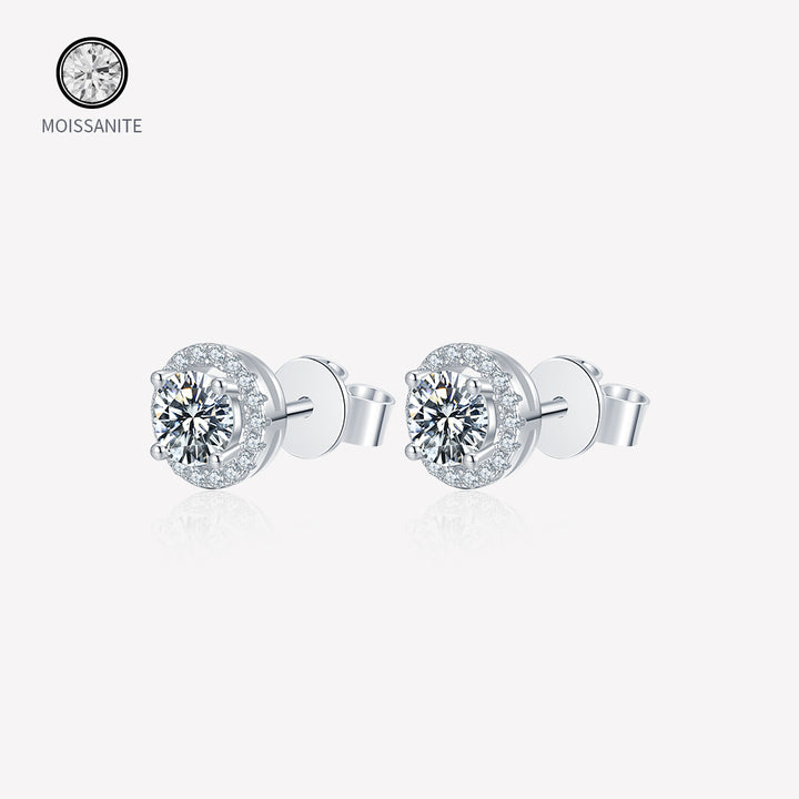 Moissanite-Halo-Sterling-Silver-Earrings