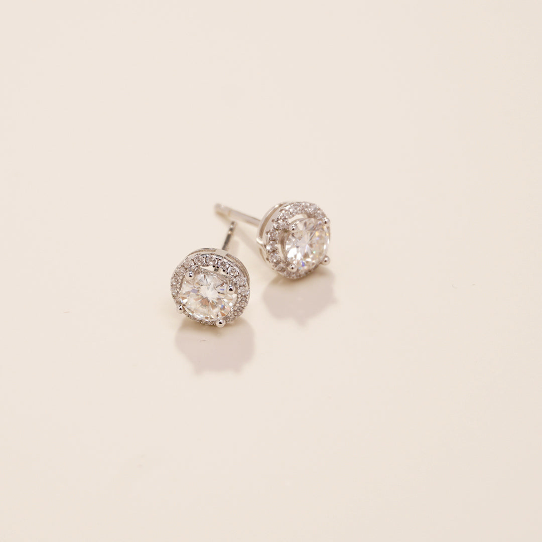 Moissanite-Halo-Sterling-Silver-Earrings