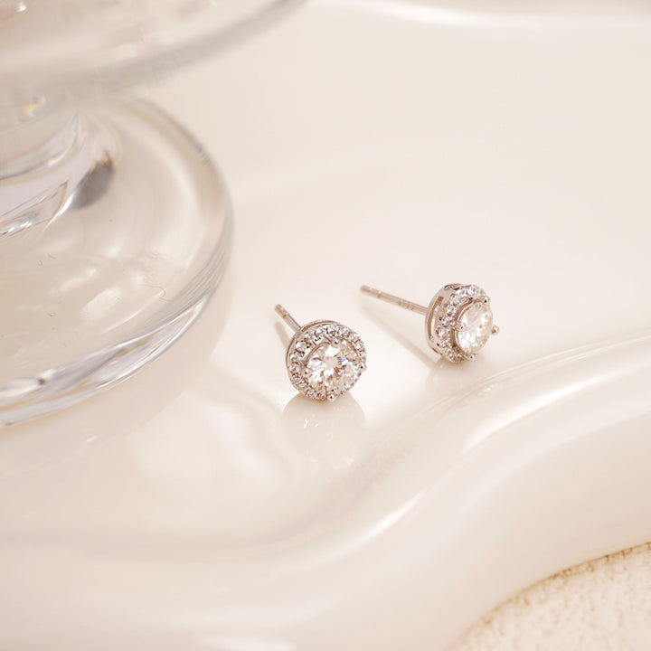 Moissanite-Halo-Sterling-Silver-Earrings