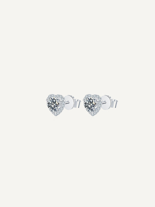 Moissanite Heart Stud Earrings GE006